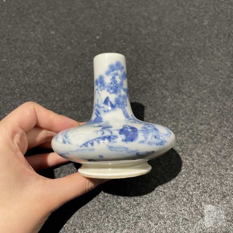 清光绪 青花山水人物故事图荸荠瓶 - 图5
